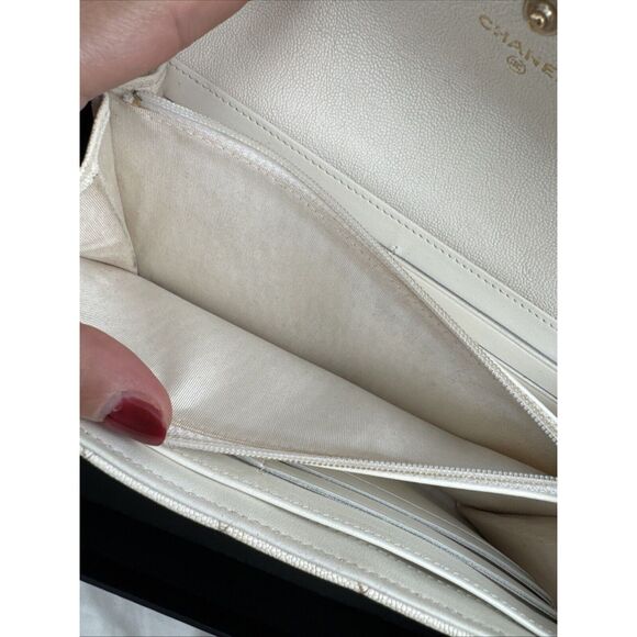 Chanel Boy Cream Beige Gold Tone Long Quilted Wallet W/box - Picture 10 of 16